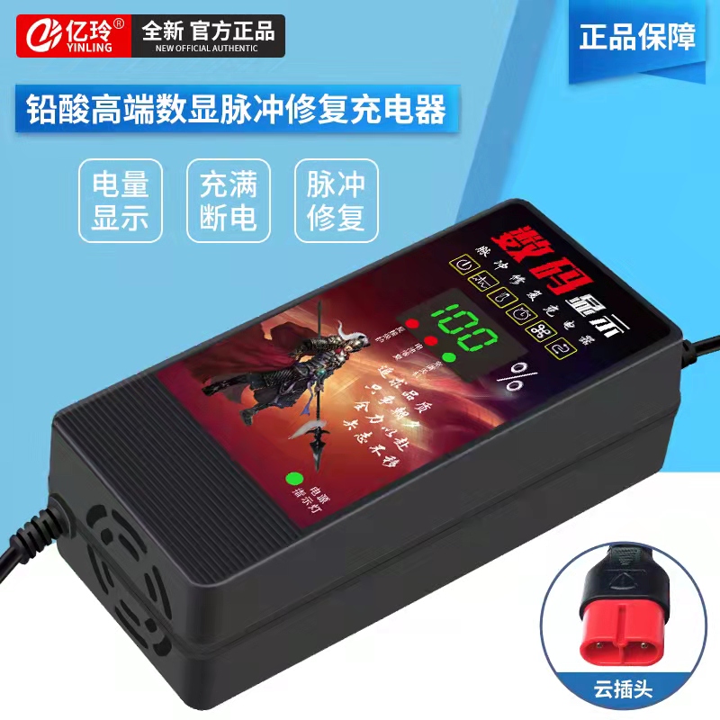 台铃电动车充电器60V20A电瓶48V12AH电车72V三轮车数显原装云插头