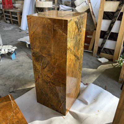 客厅玄关酒店会所展示落地柜雨林啡大理石雕塑摆件软装工艺品底座