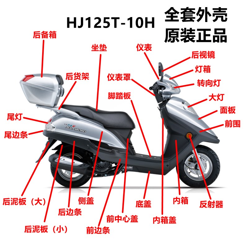 适用国四 宇钻E摩托车HJ1v25T-10H前围面板内箱大灯箱全车外壳