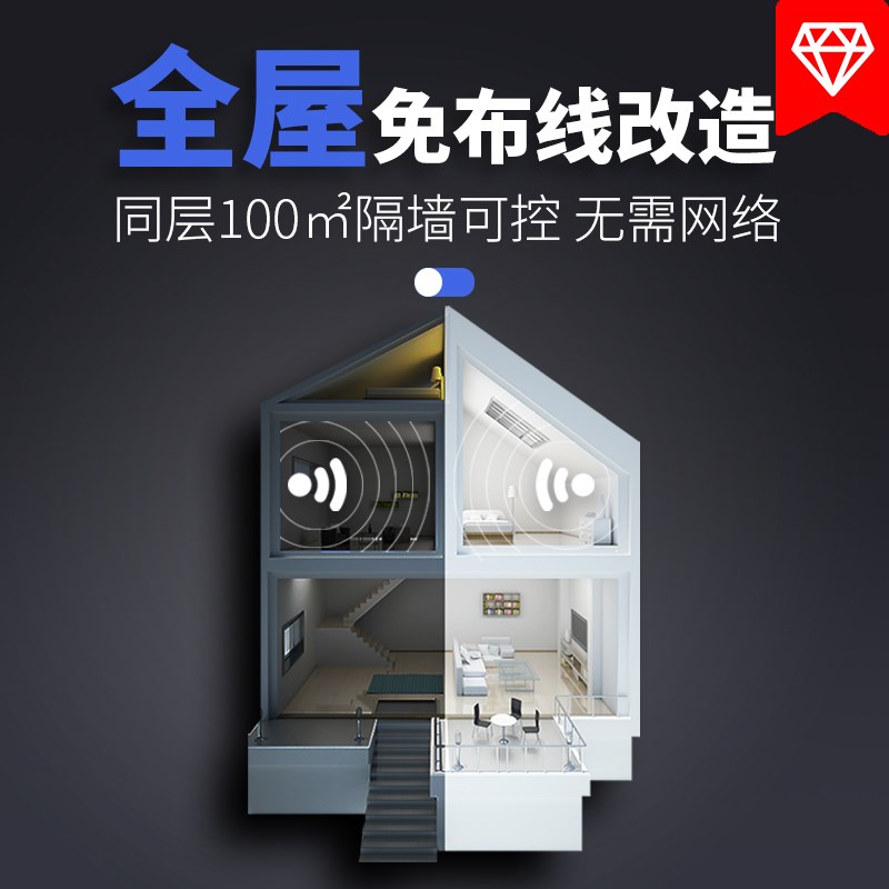 220v无线遥控开关控制器免布线双控家用随意贴面板筒灯射灯吸顶灯