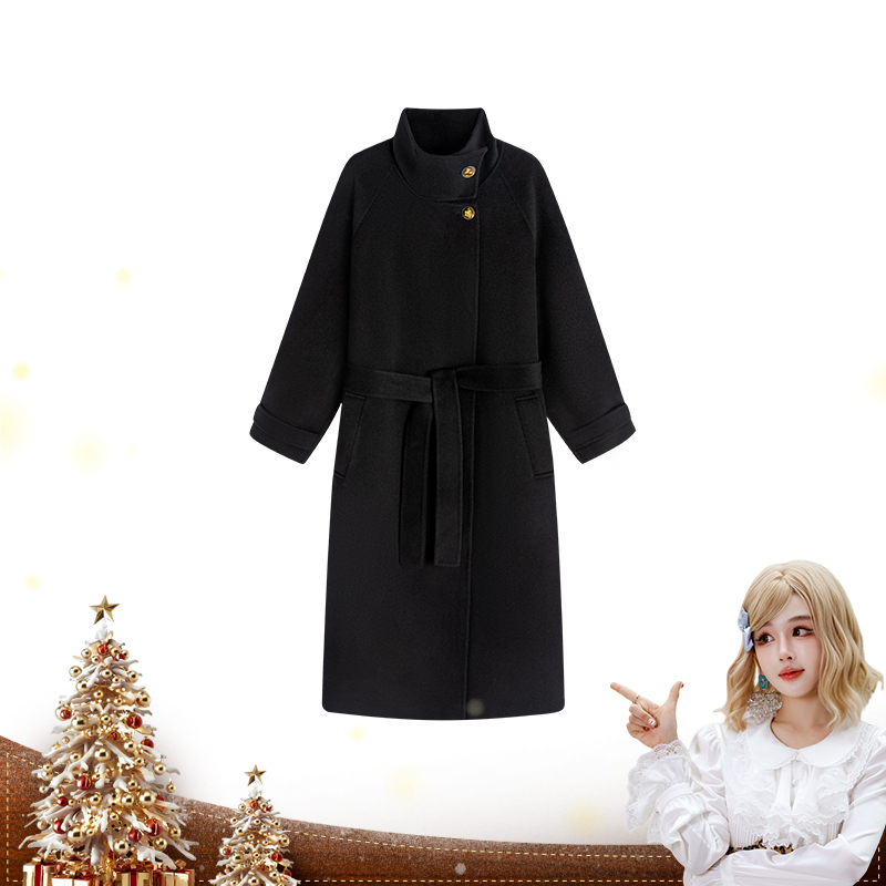 【呼呼专享】cold敌  绵羊毛大衣中长款双面外套XYH1839