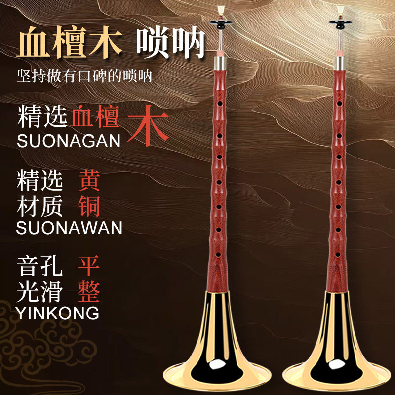 高档血檀木唢呐乐器全套CEFGD调学生初学者老专业儿童大小号民间