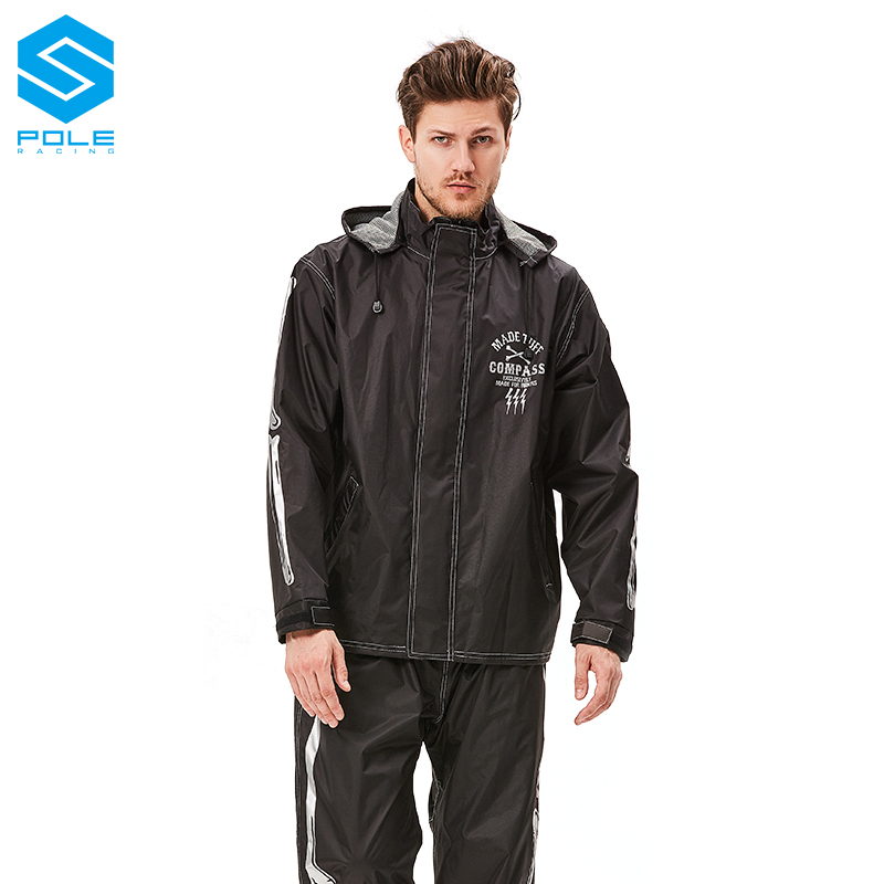 POLE个性骷髅摩托车套装雨衣雨裤电动K机车户外骑行雨披男女摩旅