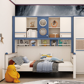 ABC太空堡垒吊柜床儿童实木床现代简约衣柜一体床男孩房间单人床