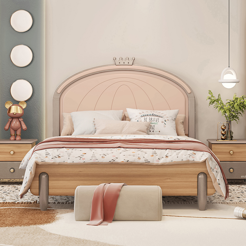 【官方正品】ABC公主日记实木儿童床粉色公主风1.5实木次卧单人床