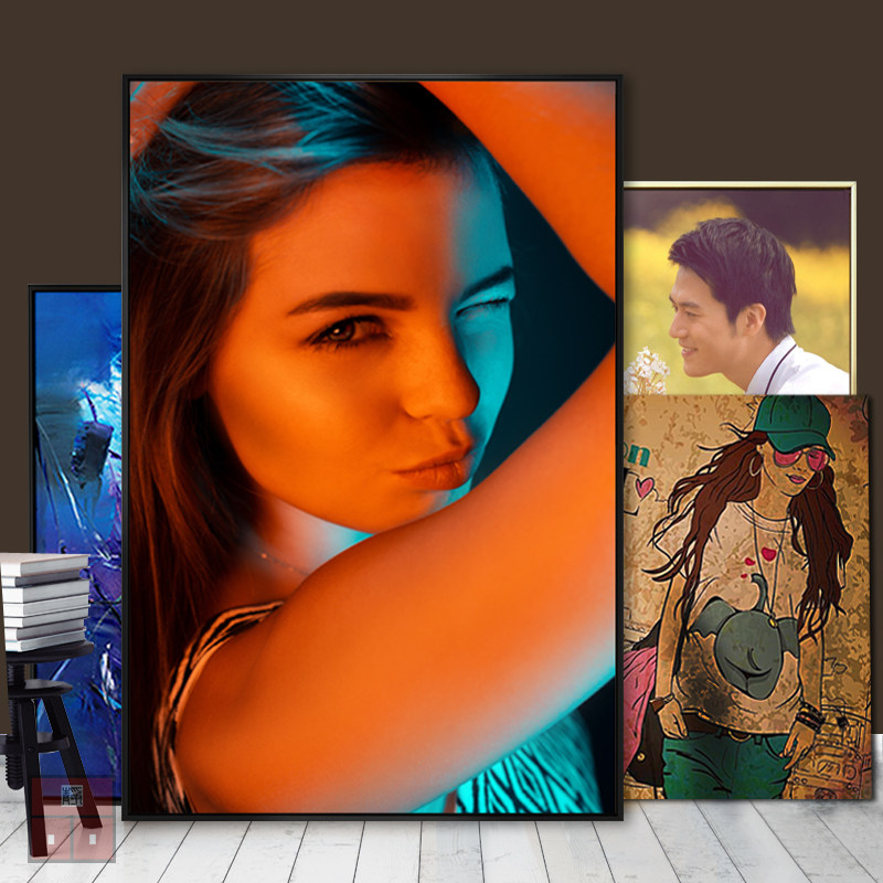 照片定制挂画来图定做相框墙画婚纱照写真放大相片制作无框装饰画
