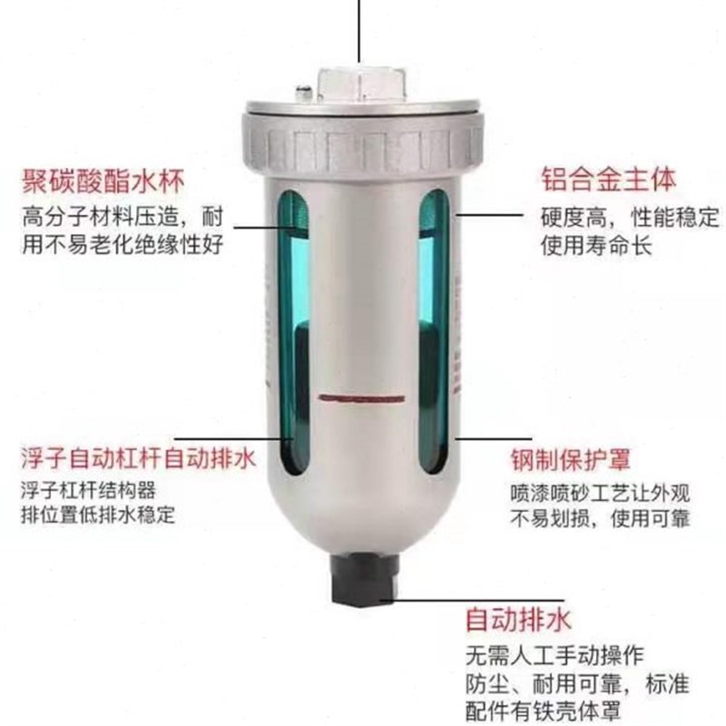 精密过滤器空压机储气罐气动末端全自动排水器AD402油水分离器