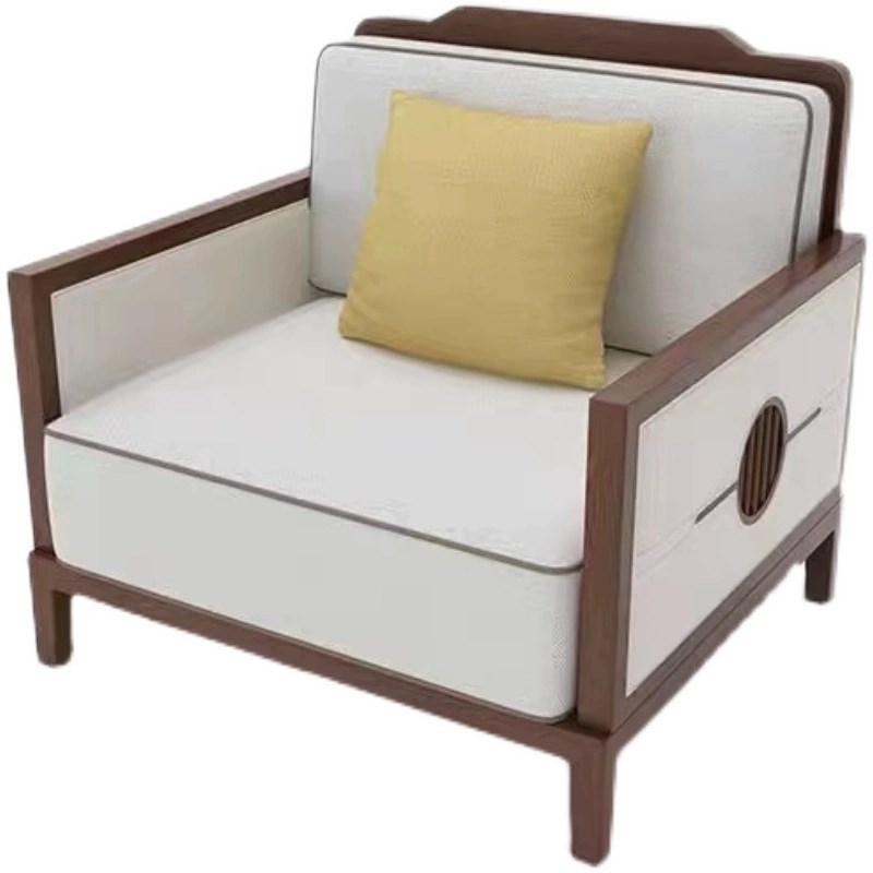 贵宾接待会议室沙发商务洽谈新z中式办公室单人位实木会客沙发茶