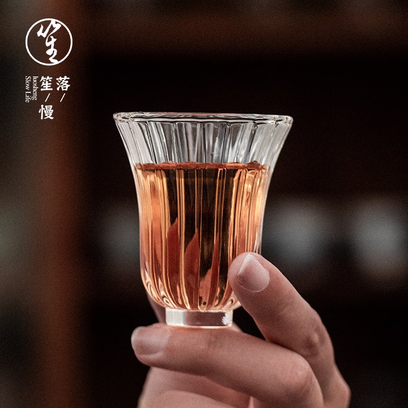 落笙玻璃小茶杯加厚耐热主人杯单杯日式品茗杯个人专用手工喝茶杯