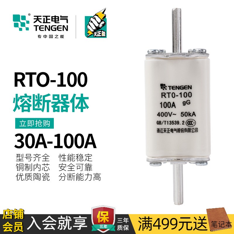 TENGEN天正电气RTO-100熔断器熔芯体RT0-100A 63A 80A陶瓷保险丝