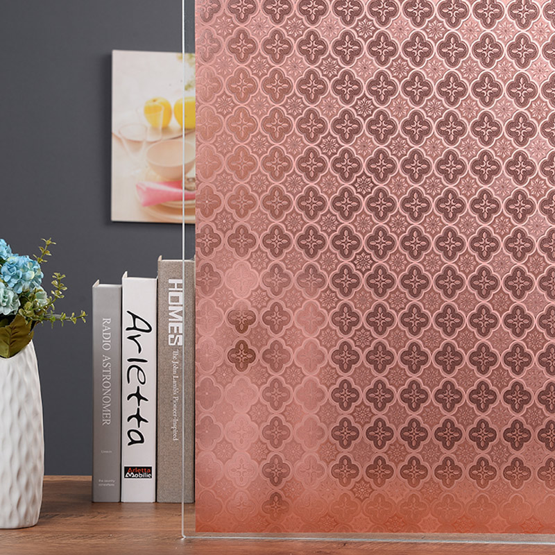 满洲窗贴海棠花压花彩色艺术玻璃纸旧古中式屏风隔断门窗防窥膜