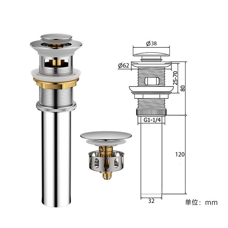 洗脸盆下水器不锈钢镀铬卫生间手盆面盆落水器配件台盆波纹管套装