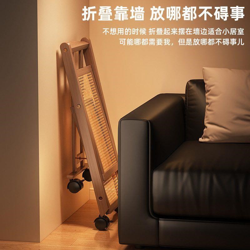 可折叠床头柜置物架茶几床边收纳沙发书架落M地卧室零食小推车桌