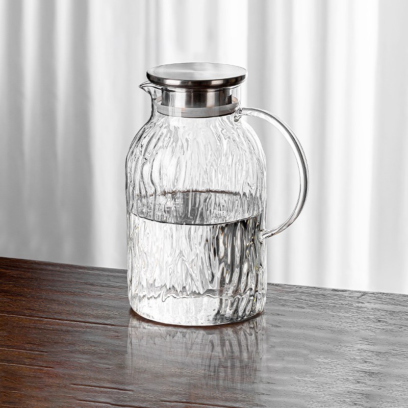 彩界冷水壶玻璃耐j高温家用大容量凉水壶2L茶壶冷泡壶果汁壶可加