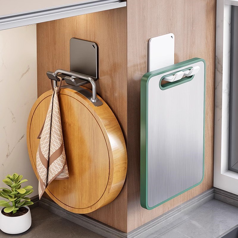 厨房菜板专用挂钩免打孔s强力承重粘钩置物架不锈钢砧板放置架壁