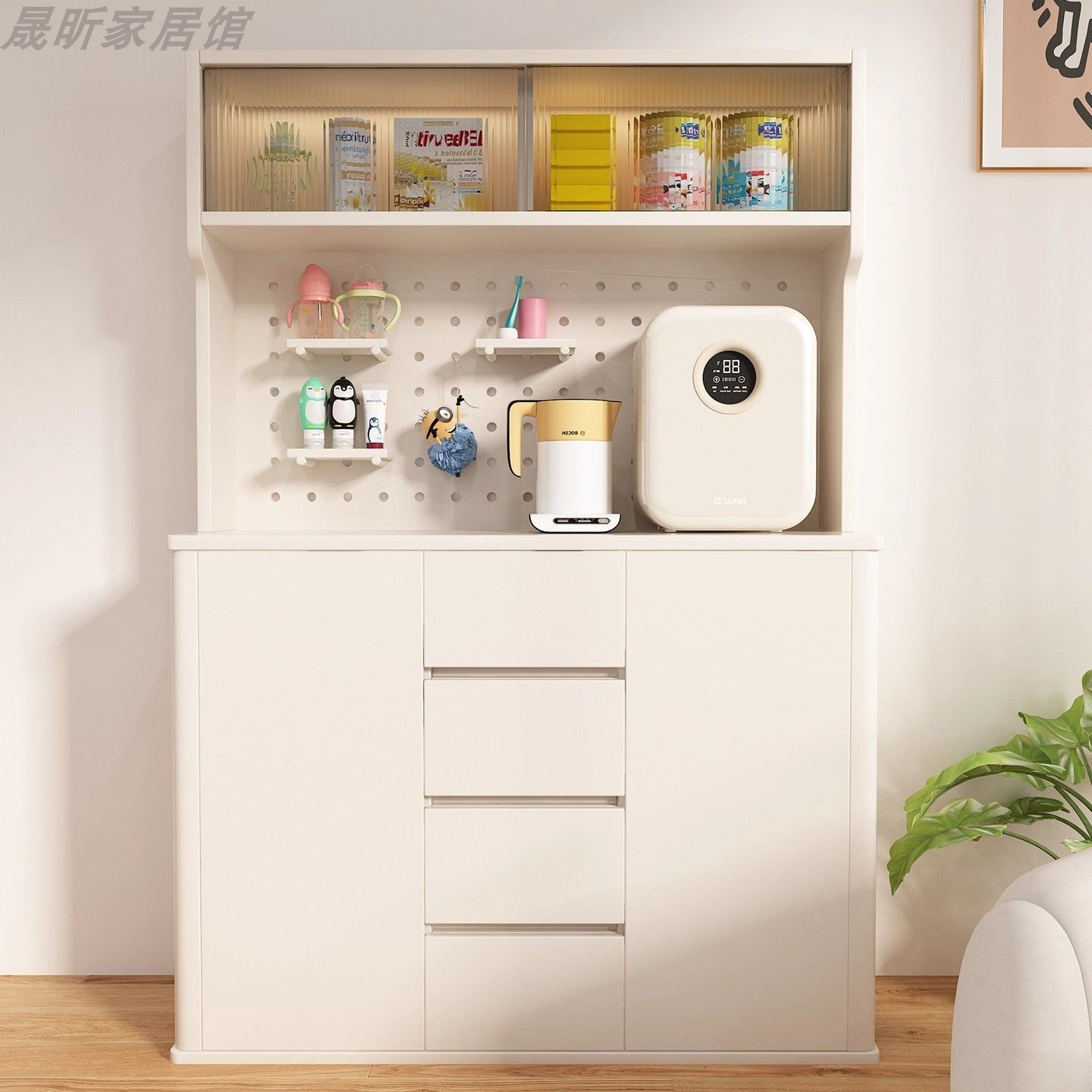 婴儿实木喂养台收纳柜宝宝用品靠墙一体储物柜玩具置物柜