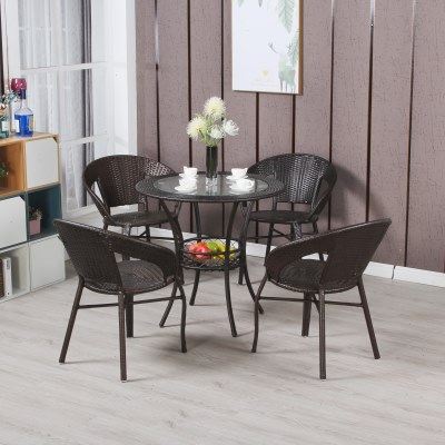 阳台小桌椅简约钢化玻璃小圆桌藤编茶几休闲方桌现代泡茶桌椅组合,住宅家具,茶几,淘宝优惠券,粉丝福利购,淘宝优惠卷