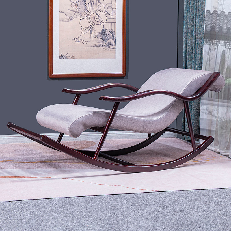 赞比亚血檀实木摇椅躺椅新中式家用阳台休闲椅懒人客厅老人午休椅