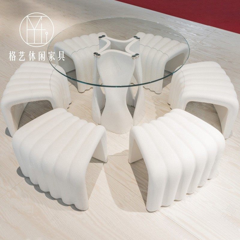 玻璃钢坐凳创意异形拼接组合休息长凳商场公园公共区美陈螺纹椅子