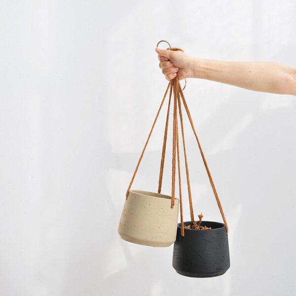 包邮 北欧自然 壁挂水泥花盆 悬挂垂吊花盆 吊兰植物种植盆P035