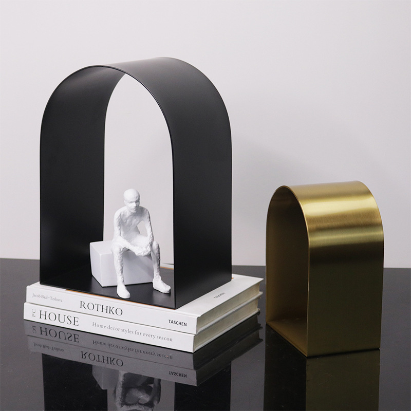 现代北欧样板房金属拱门工艺品客厅玄关桌面轻奢几何摆台软装饰品