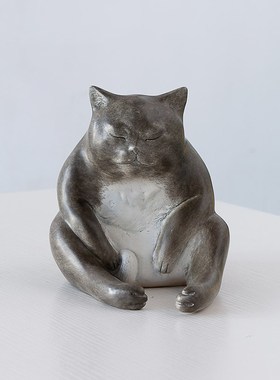 古铜官 铜猫桌面摆件家居玄关办公桌博古架装饰品文创礼品艺术品