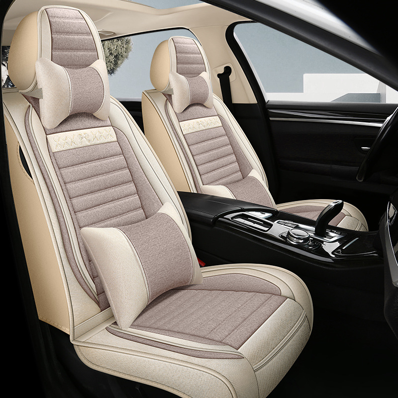 夏季全包围亚麻汽车坐垫四季通用汽车用品布艺座垫专用透气座椅套