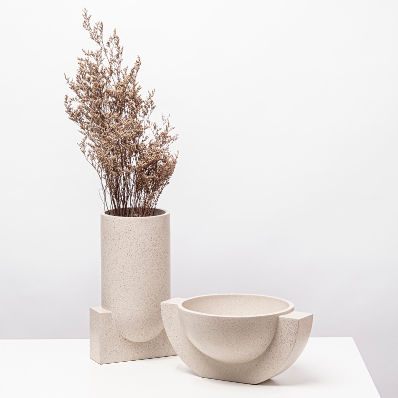 北欧几何创意树脂花瓶花器现代样板房售楼部客厅茶几桌面果盘饰品