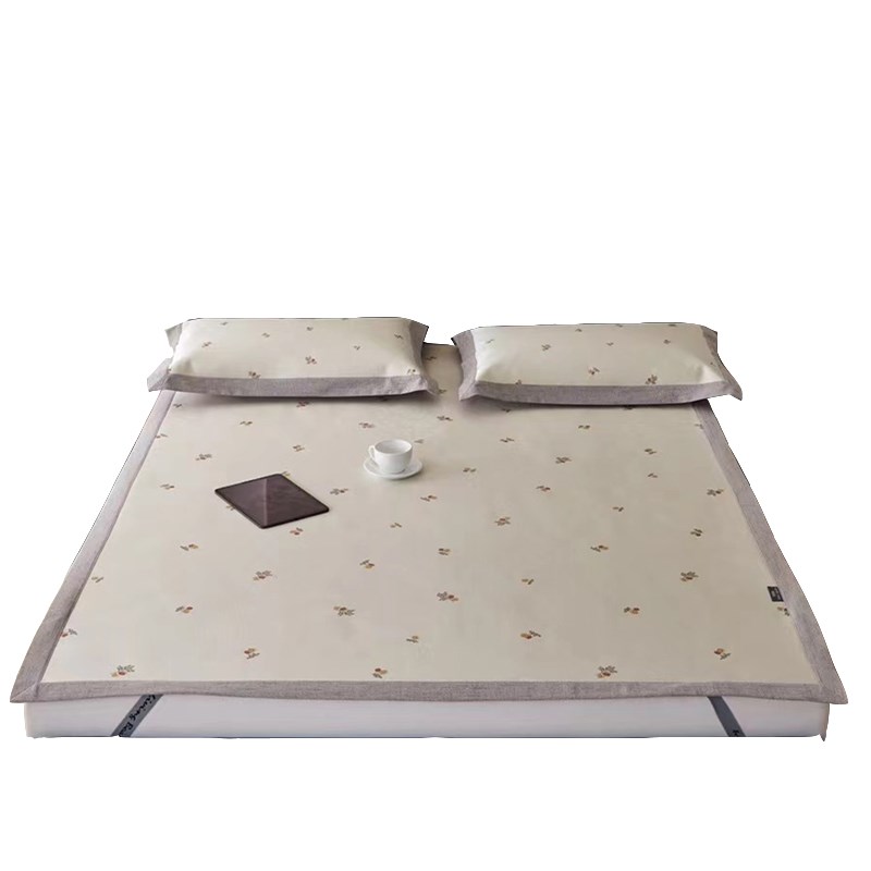 森系田园风冰丝席三件套数码印花可机洗简约日式S花卉空调软席凉