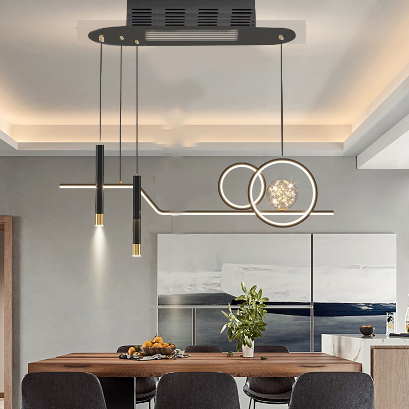 吊灯餐厅灯直流变频无叶风扇灯全光谱LED高显指智能语音灯具吧台