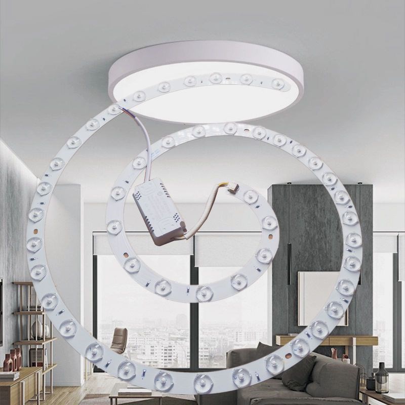 风扇灯led灯芯圆盘三色替换吸顶灯珠圆形配件餐厅磁吸吊扇灯光源