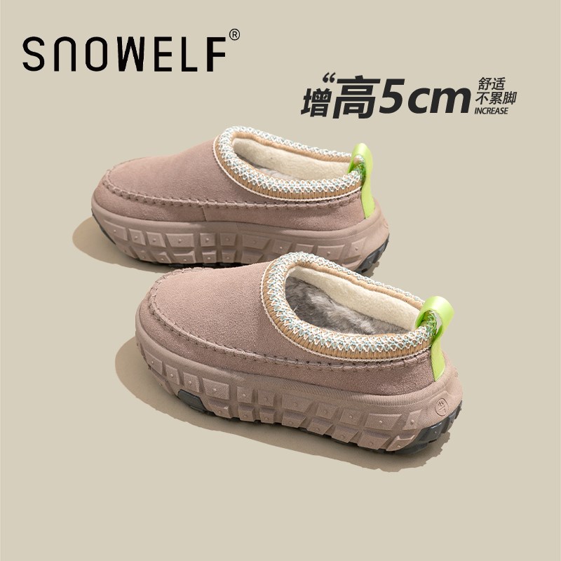 黑色抗寒厚底勃肯鞋女2024冬季新款保暖防滑加绒加厚一脚蹬懒人鞋