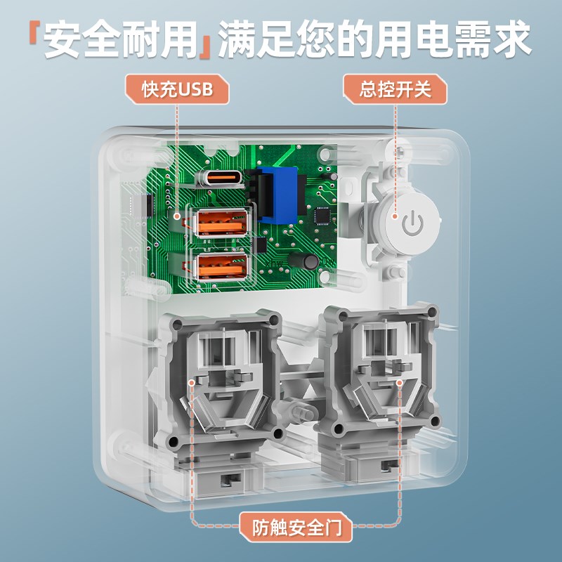 86型墙壁开关插座转换器面板扩展多孔超薄USB插排插板夜灯排插头