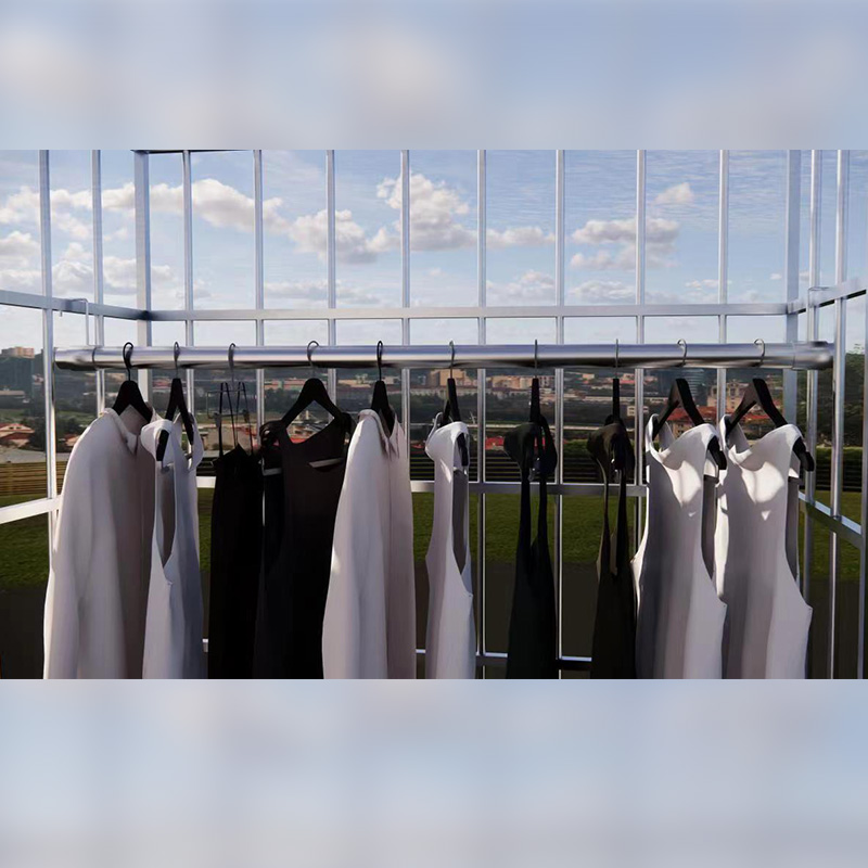 不锈钢阳台防盗窗晾衣杆飘窗室外悬挂式伸缩式方形挂钩晾衣架神器