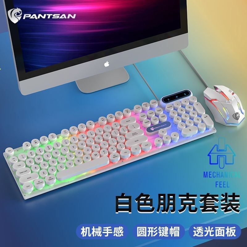 跨境新款 有线发光键鼠套装中性英文 机械手感背光键盘鼠标套装