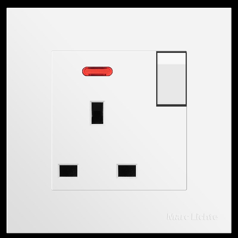 香港澳门一开13A英式插座 家用灰色英规英标方脚三孔插座面板86型