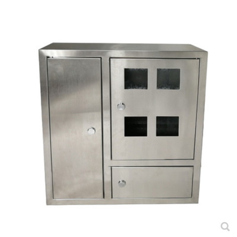 304不锈钢电表箱4户表位201单相三门带总开位70*62*16明暗配电箱
