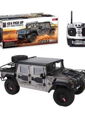 恒冠新1/10全比例P415A金属仿真悍马H1皮卡车灯光绞盘儿童遥控车