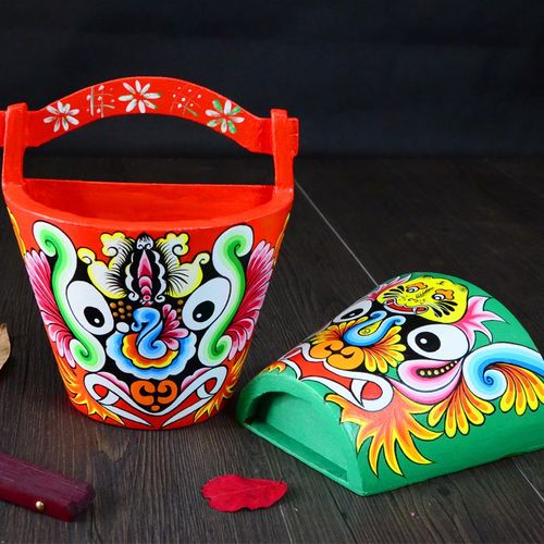 纯手工绘画京剧社火马勺脸谱木桶装饰挂件摆件餐饮装修中国风民俗