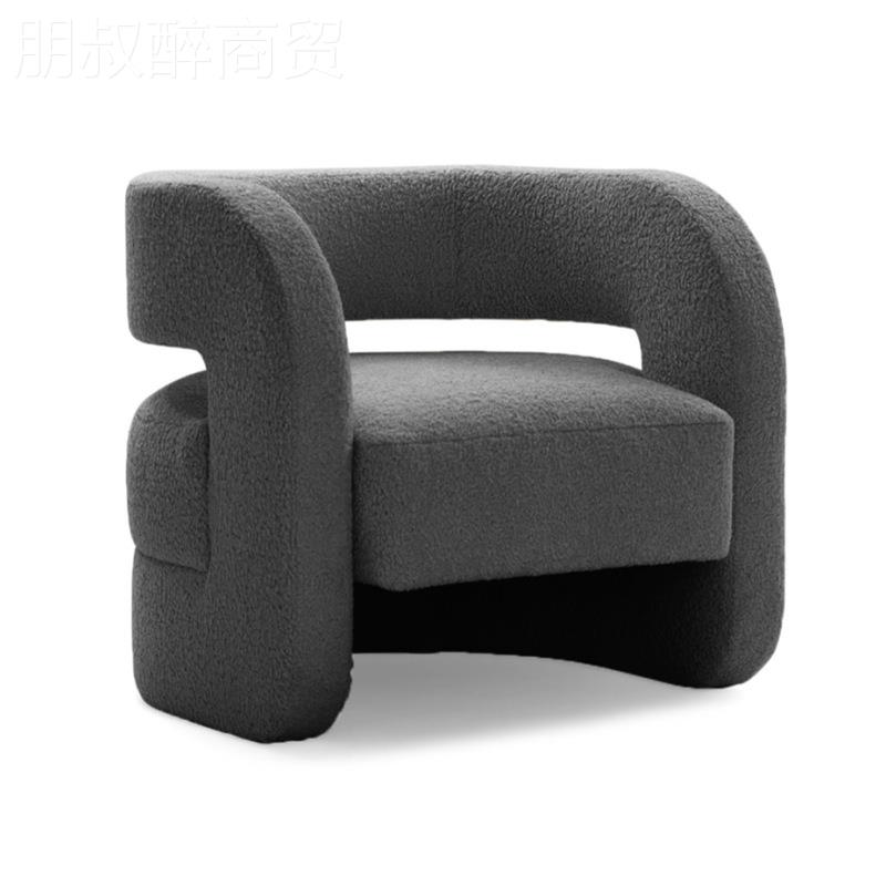 北约欧简布艺单人沙发椅设师酒店客JCE休计闲椅厅会所售楼处接待