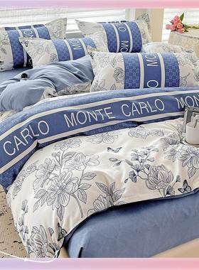 ?A类婴级is小清NPRn三新纯棉磨母毛四件套亲肤床单水洗棉被套宿舍