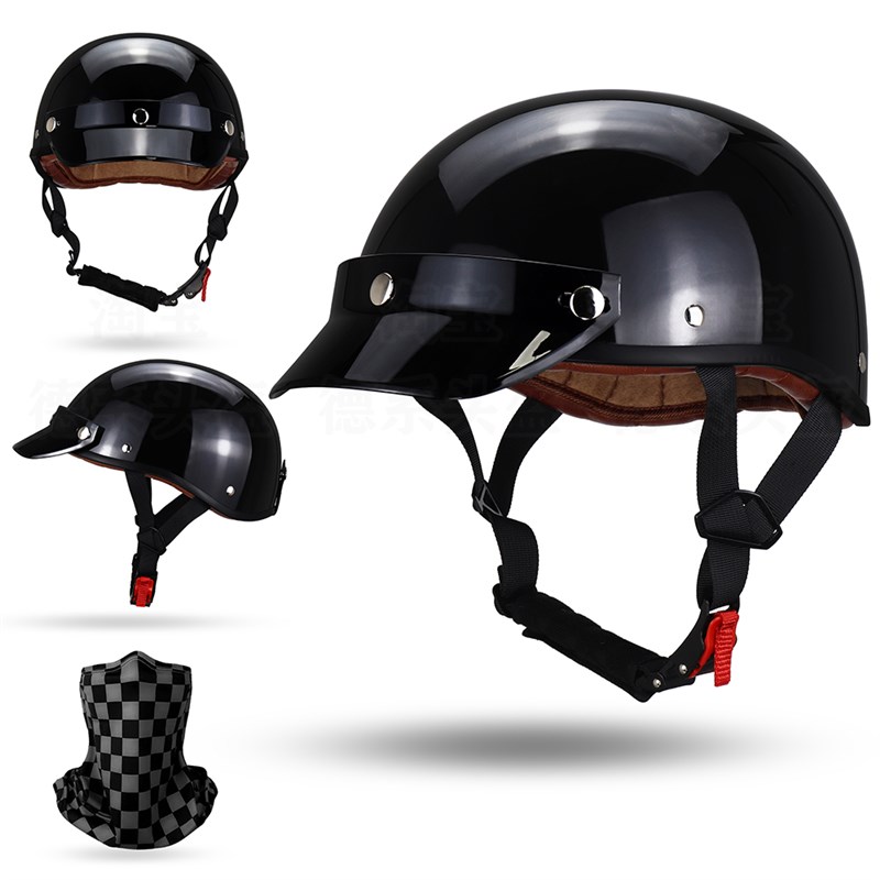 日式复古机车半盔男o女摩托车头盔骑行瓢盔哈雷电动电瓶安全帽四