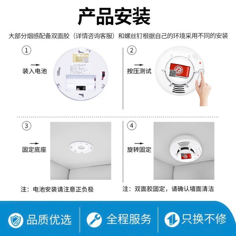 德国烟雾报警器消防专用火灾烟感探测器3c认证工厂家用感应烟感