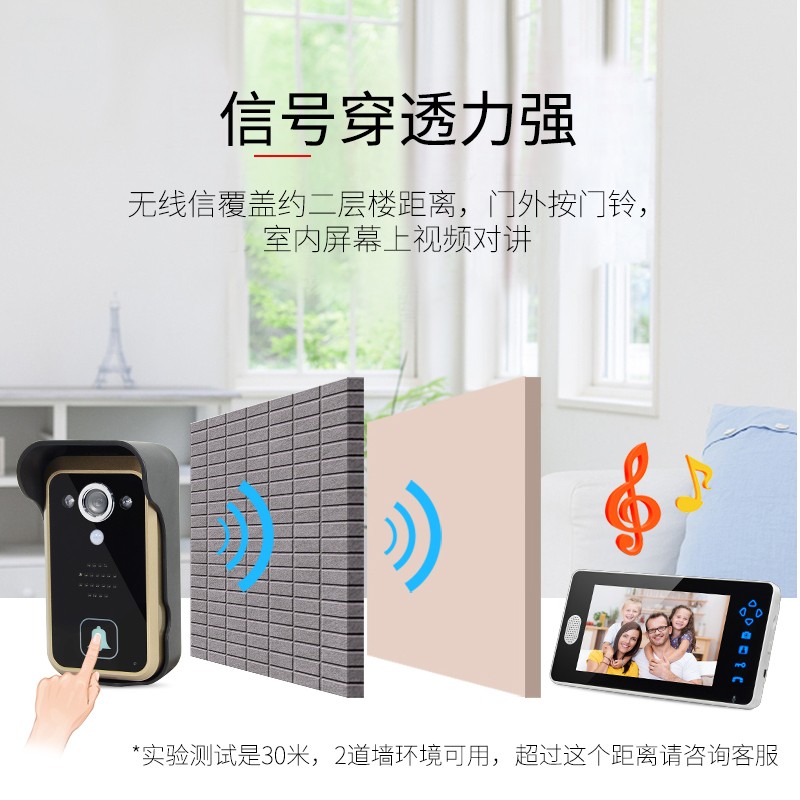 别墅无线可视对讲门铃户外防水电子猫眼视频电话监控摄像头免打孔