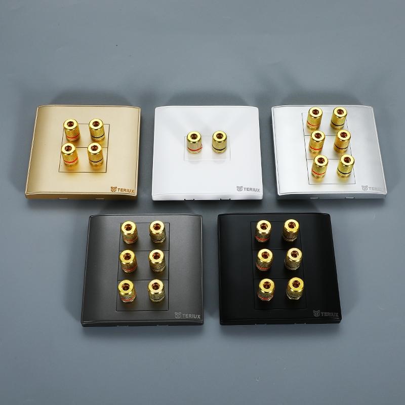 86型音响音频面板2头4头音箱喇叭插座红H黑香蕉头接线柱5.1环绕8