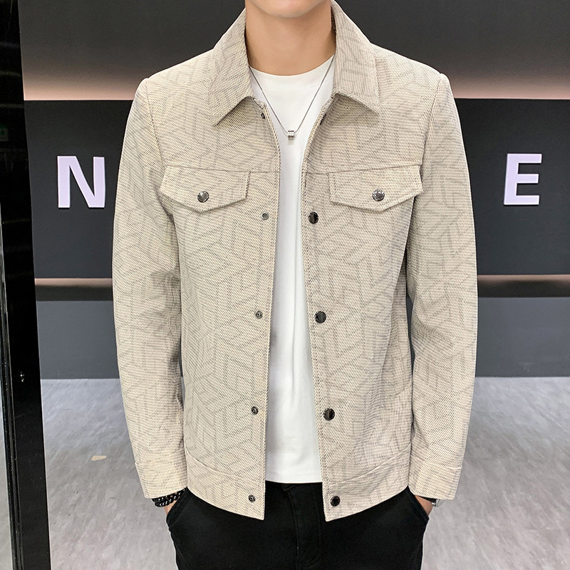 春秋免烫修身商务休闲工装夹克男