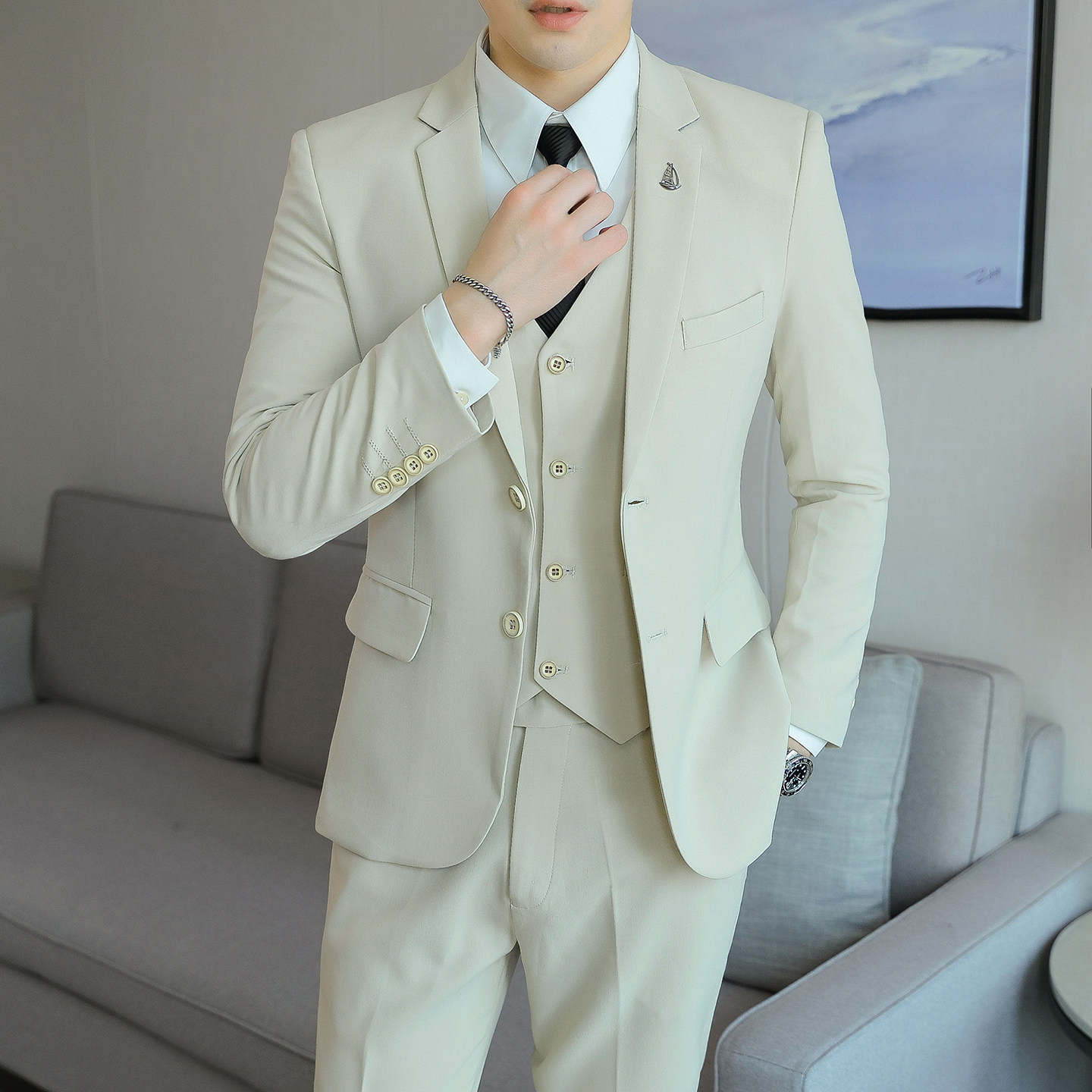 韩版修身商务正装高级感西服套装