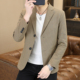 商务休闲高级感潮流时尚 修身 单西服外套上衣 男韩版 春秋格子小西装