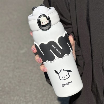 学生保温杯女生202o4新款316不锈钢便携双饮带吸管杯子大容量水杯