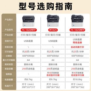 京瓷FS M1025家用办公1025MFP黑白激光多功能打印一体机 1020MFP